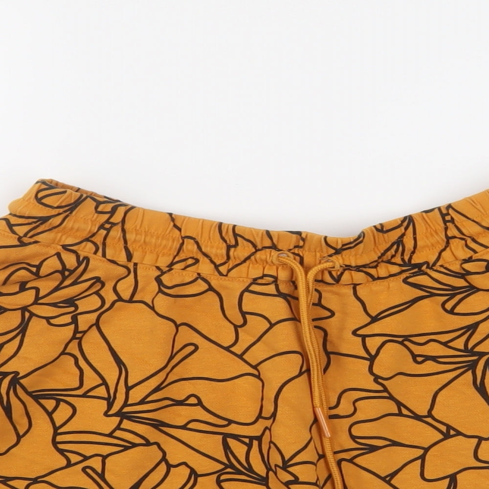 adidas Womens Orange Geometric Cotton Skater Skirt Size 8 Drawstring