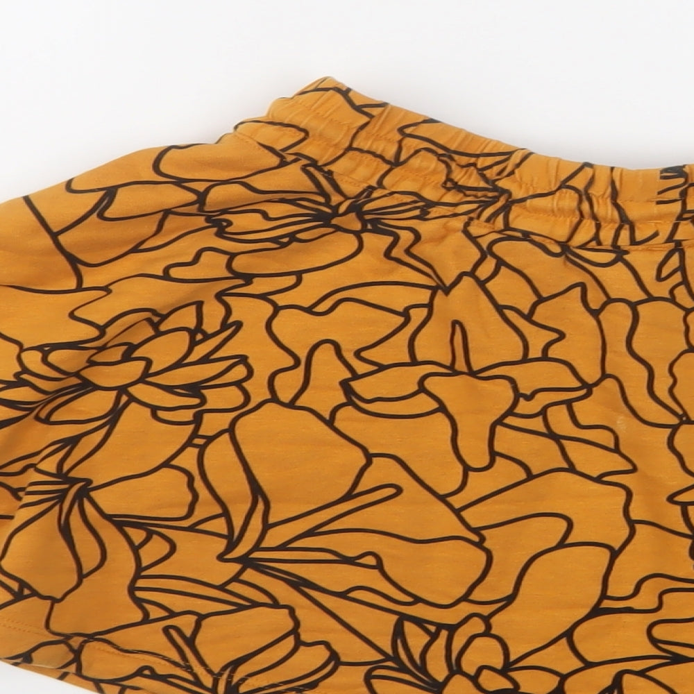 adidas Womens Orange Geometric Cotton Skater Skirt Size 8 Drawstring