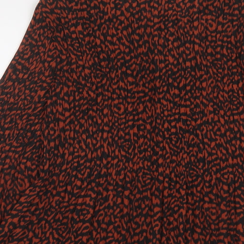 Klass Womens Brown Animal Print Polyester Basic Blouse Size 10 Round Neck