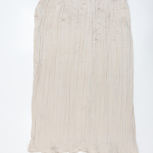 H&M Womens Beige Polyester Pleated Skirt Size 2XL