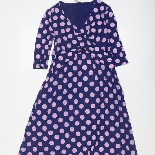 ASOS Womens Purple Polka Dot Viscose A-Line Size 8 V-Neck Pullover