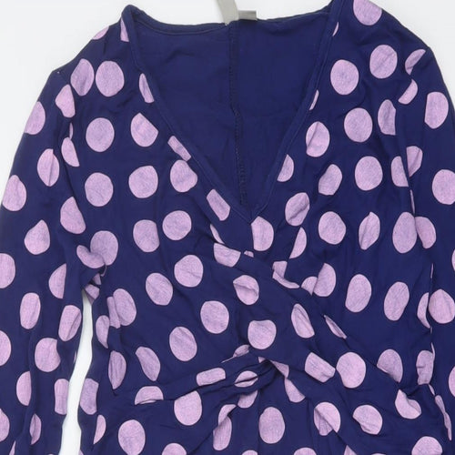 ASOS Womens Purple Polka Dot Viscose A-Line Size 8 V-Neck Pullover