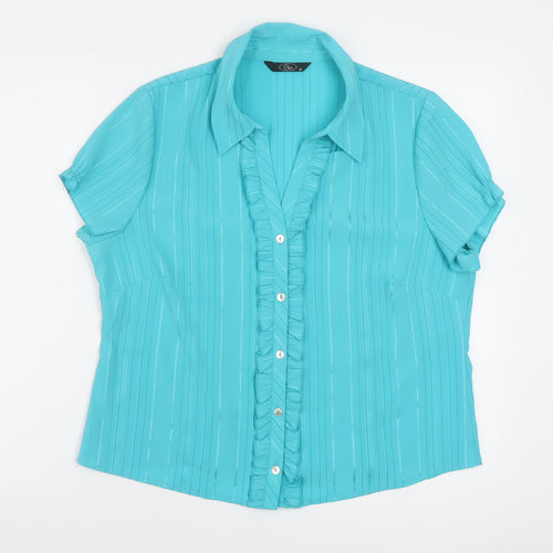 Bonmarché Womens Blue Polyester Basic Button-Up Size 16 Collared