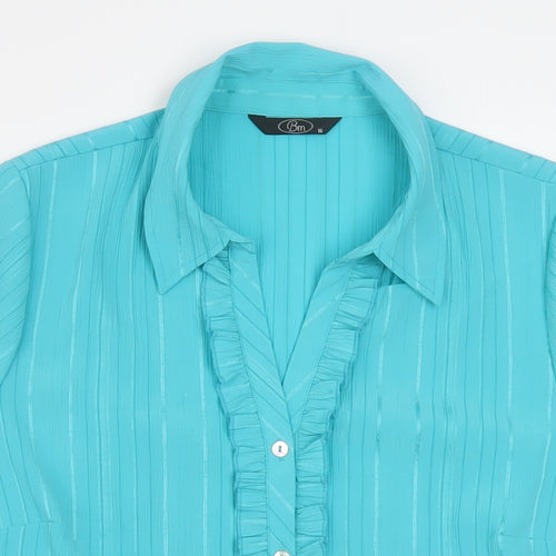 Bonmarché Womens Blue Polyester Basic Button-Up Size 16 Collared