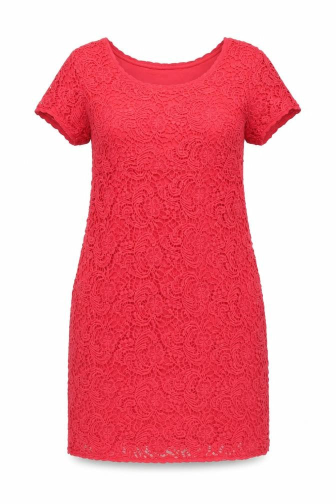 Front view of Pomodoro women’s pink cotton a-line, size UK 18, round neck pullover