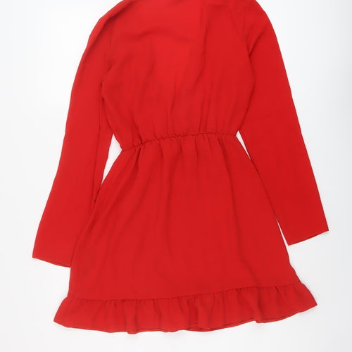 Miss Selfridge Womens Red Polyester A-Line Size 8 V-Neck Pullover