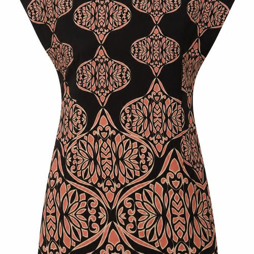 Dorothy Perkins Womens Black Geometric Polyester Tunic Blouse Size 10 Boat Neck