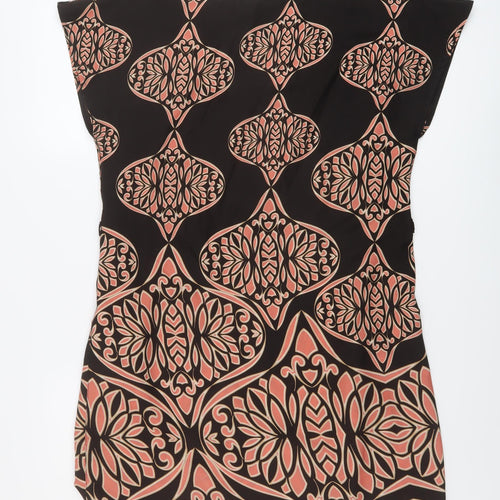 Dorothy Perkins Womens Black Geometric Polyester Tunic Blouse Size 10 Boat Neck