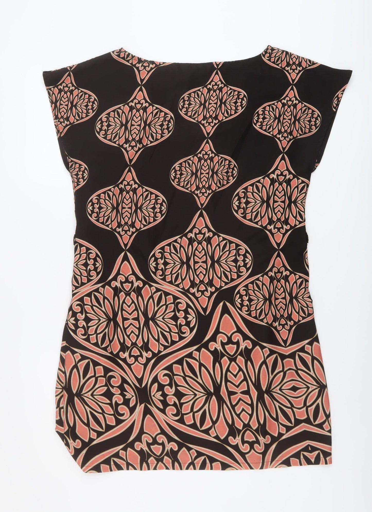 Dorothy Perkins Womens Black Geometric Polyester Tunic Blouse Size 10 Boat Neck