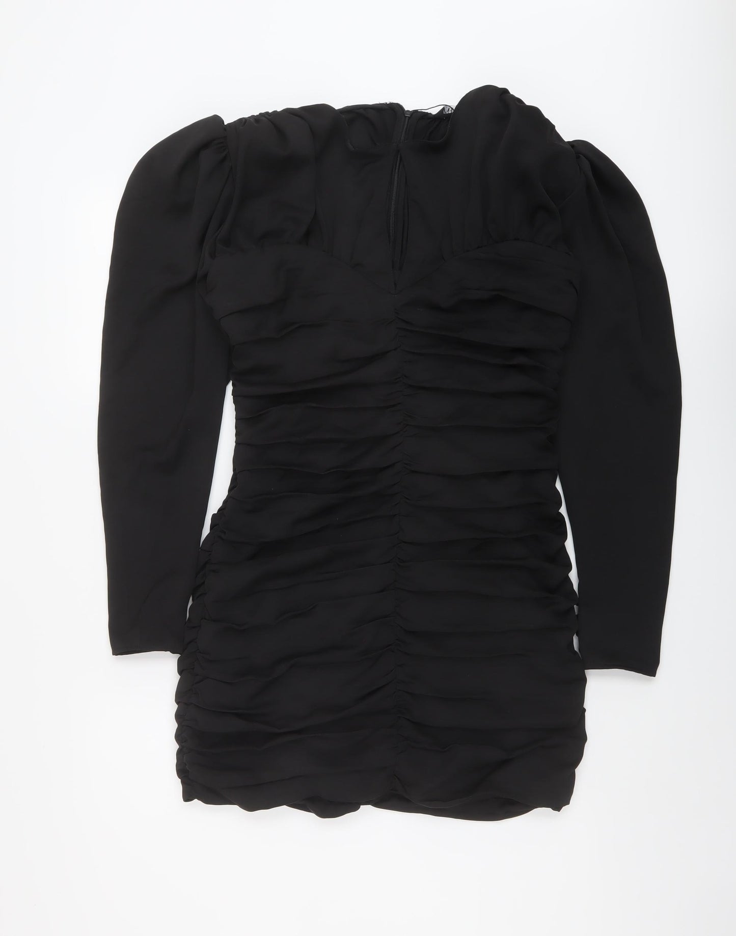 Zara Womens Black Polyester Mini Size M Round Neck Zip