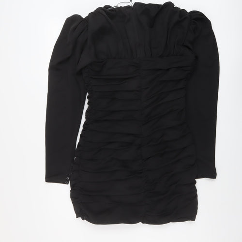 Zara Womens Black Polyester Mini Size M Round Neck Zip