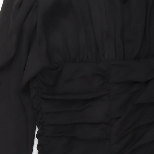 Zara Womens Black Polyester Mini Size M Round Neck Zip
