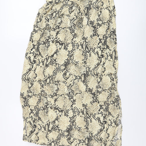 Marks and Spencer Womens Beige Animal Print Polyester A-Line Skirt Size 10 Drawstring