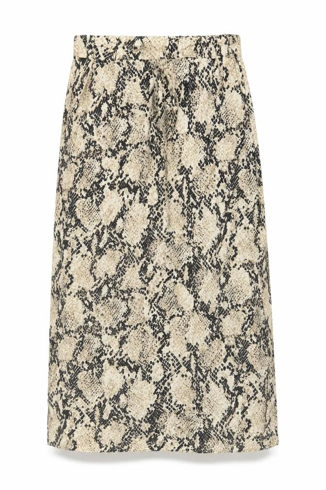 Marks and Spencer Womens Beige Animal Print Polyester A-Line Skirt Size 10 Drawstring