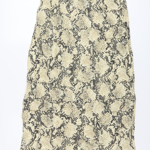 Marks and Spencer Womens Beige Animal Print Polyester A-Line Skirt Size 10 Drawstring