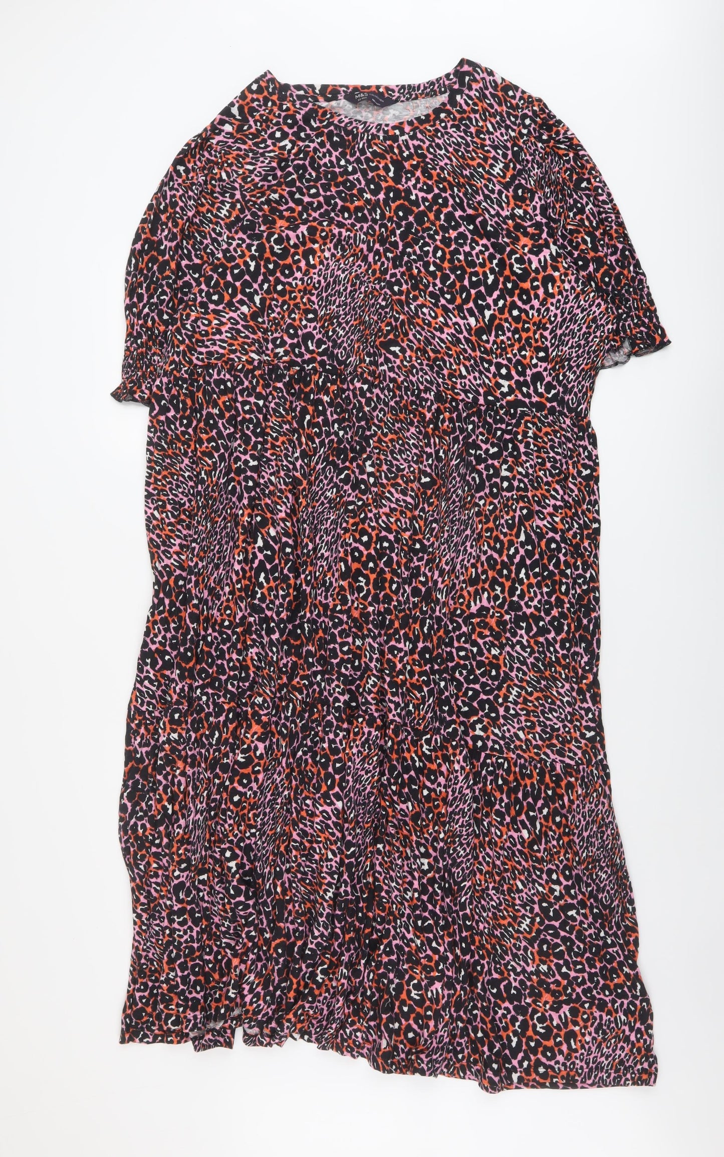 Marks and Spencer Womens Multicoloured Animal Print Cotton A-Line Size 22 Round Neck Pullover