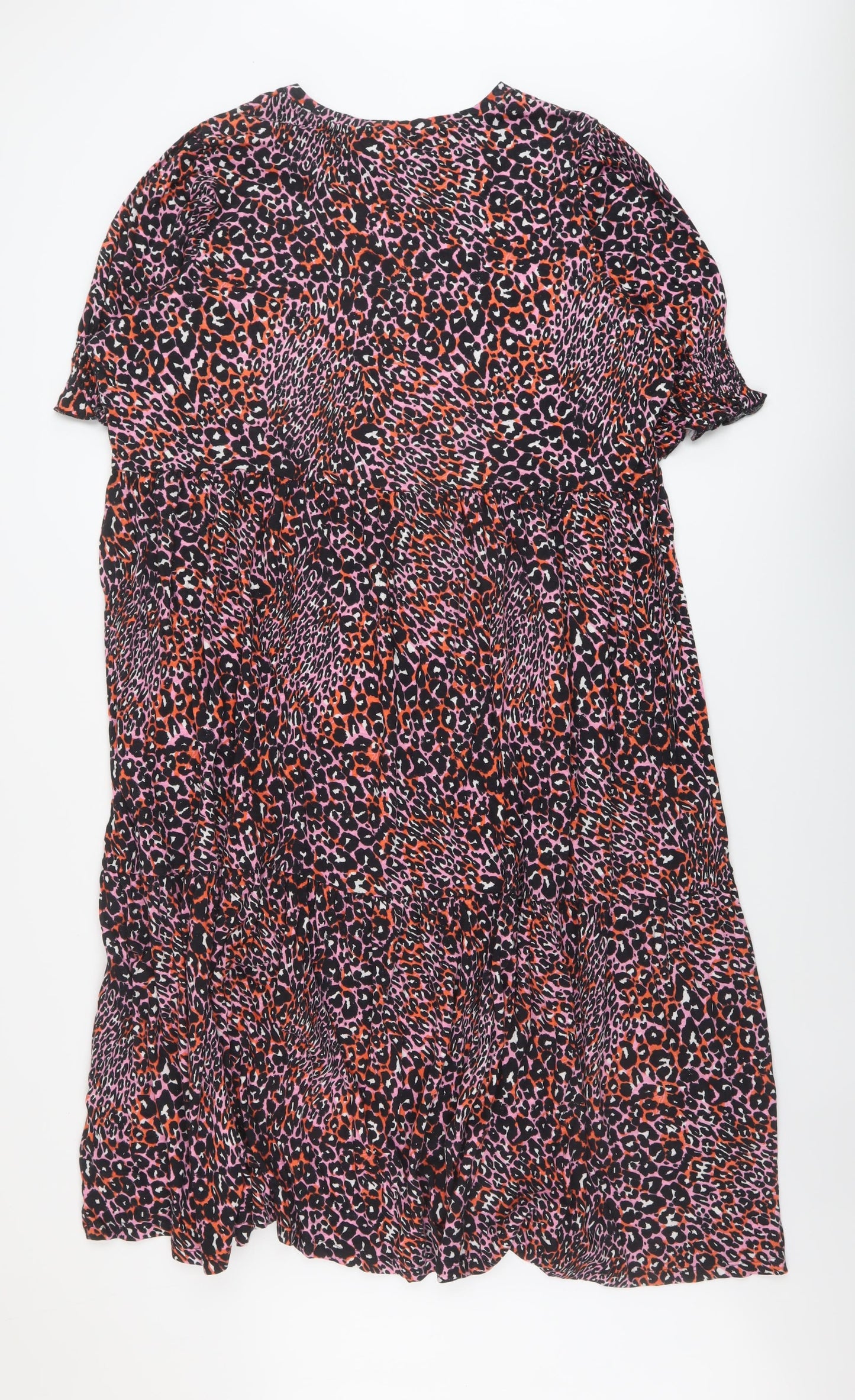 Marks and Spencer Womens Multicoloured Animal Print Cotton A-Line Size 22 Round Neck Pullover