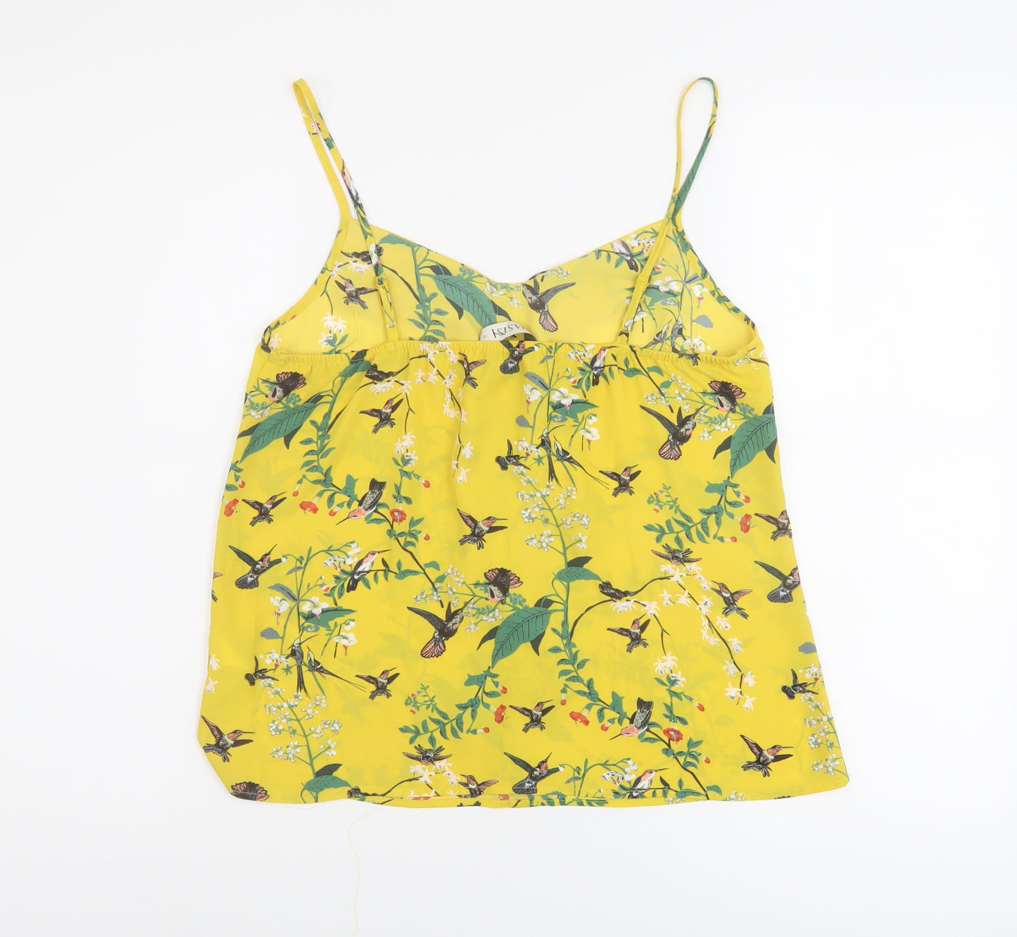 Oasis Womens Yellow Geometric Polyester Basic T-Shirt Size 10 Sweetheart