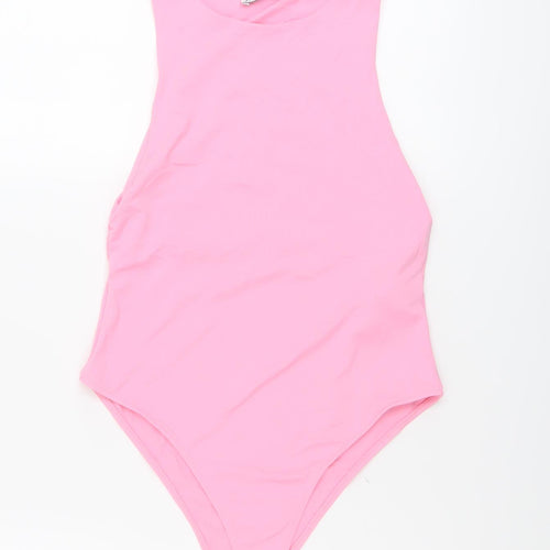 Zara Womens Orange Polyamide Bodysuit One-Piece Size M Snap