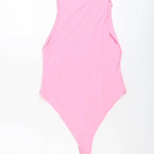 Zara Womens Orange Polyamide Bodysuit One-Piece Size M Snap