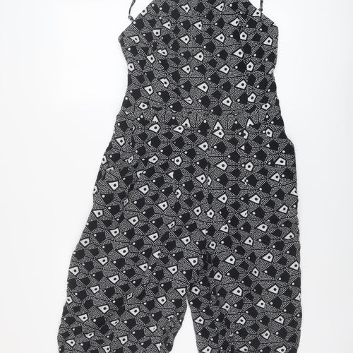 River Island Womens Blue Geometric Viscose Jumpsuit One-Piece Size 12 Zip