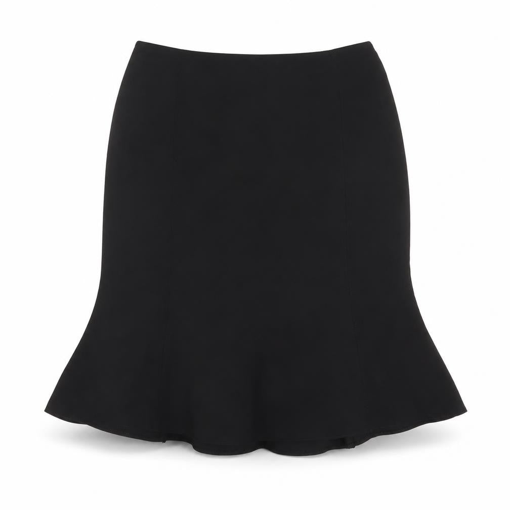 Front view of Precis women’s black polyester a-line skirt, size UK 16, zip