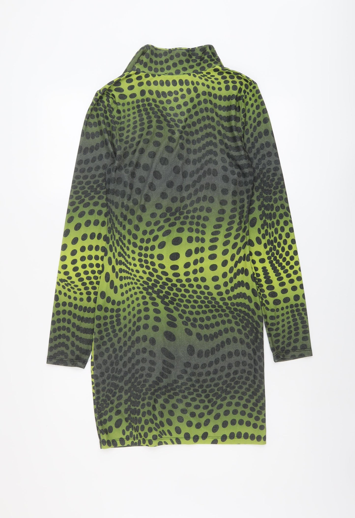 Nasty Gal Womens Green Polka Dot Polyester Bodycon Size 6 V-Neck Button