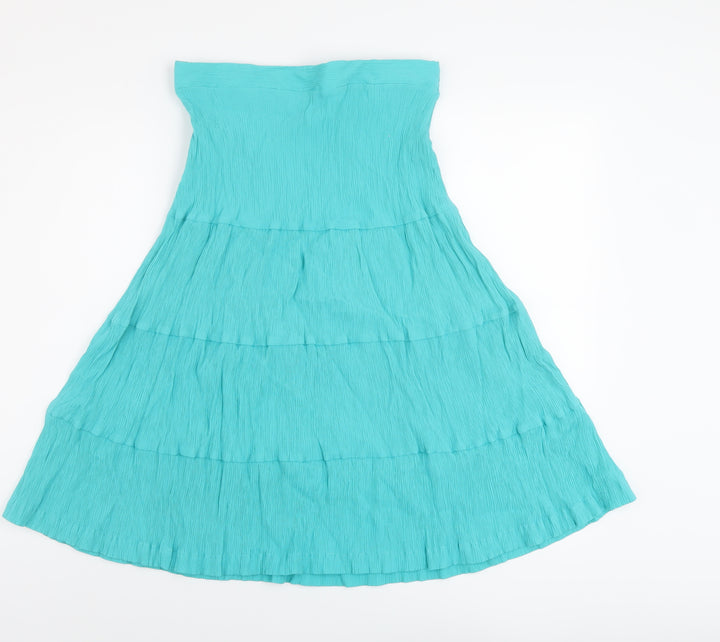 Damart Womens Green Viscose A-Line Skirt Size 14