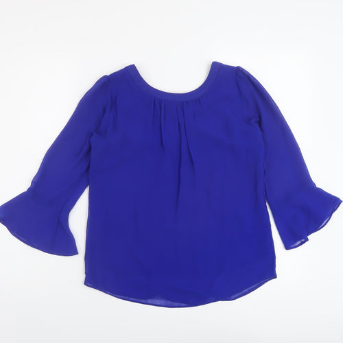 Dorothy Perkins Womens Blue Polyester Basic Blouse Size 6 Round Neck