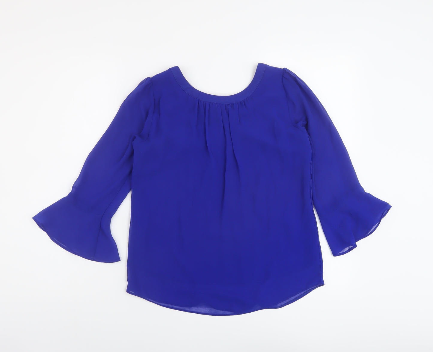 Dorothy Perkins Womens Blue Polyester Basic Blouse Size 6 Round Neck