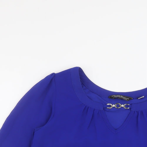 Dorothy Perkins Womens Blue Polyester Basic Blouse Size 6 Round Neck