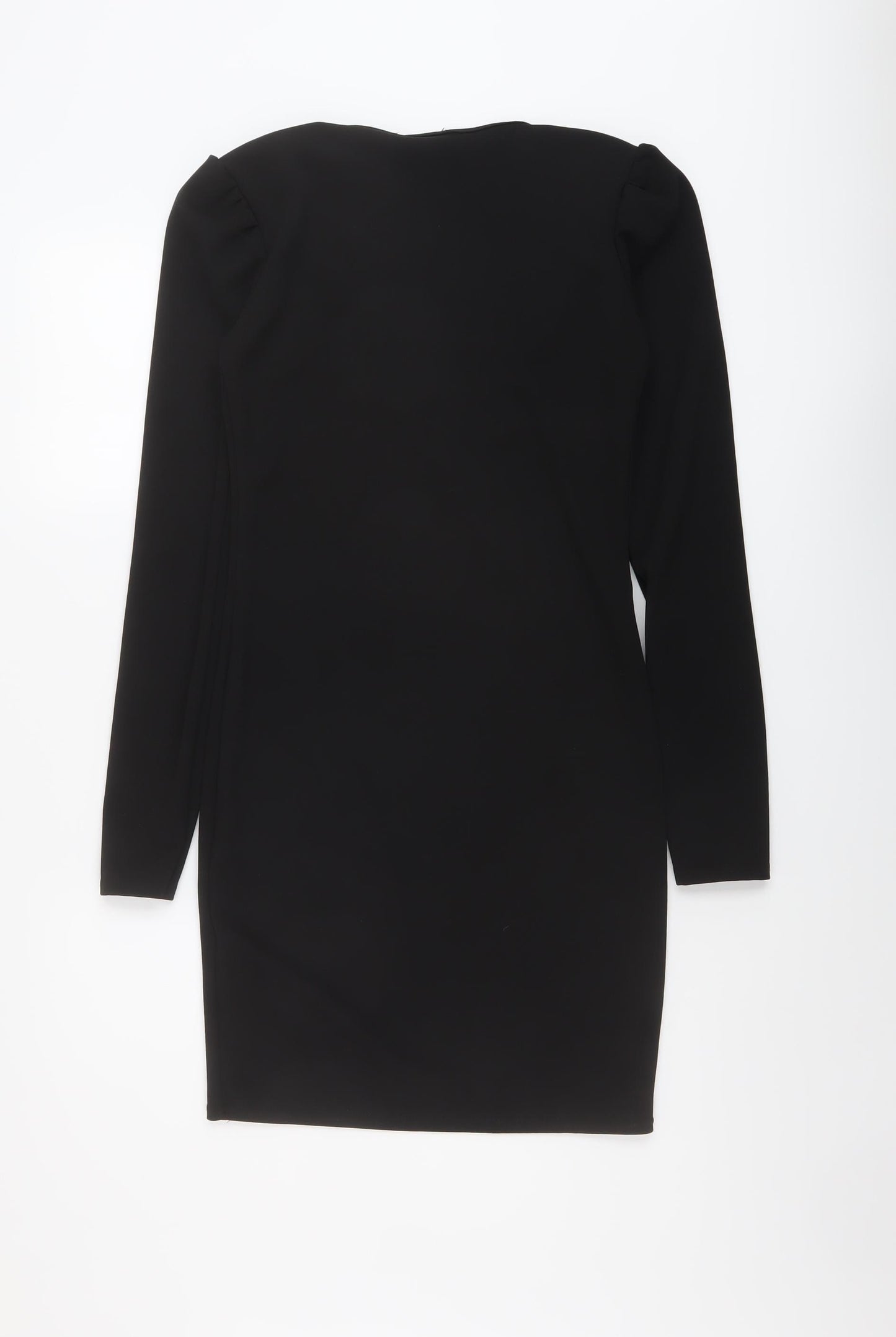 Fashionkilla Womens Black Polyester Bodycon Size 10 V-Neck Pullover