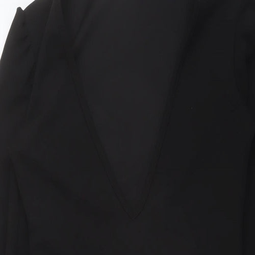 Fashionkilla Womens Black Polyester Bodycon Size 10 V-Neck Pullover