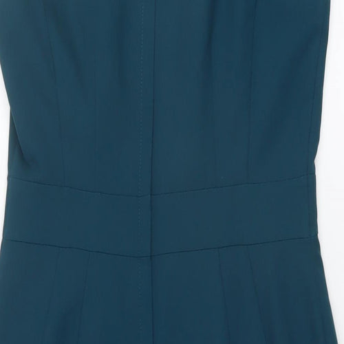 Dorothy Perkins Womens Green Polyester Sheath Size 12 Round Neck Zip