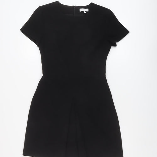 Warehouse Womens Black Polyester A-Line Size 8 Round Neck Zip