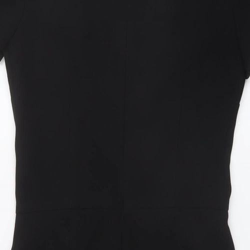Warehouse Womens Black Polyester A-Line Size 8 Round Neck Zip
