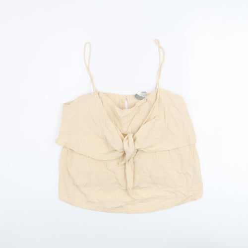 ASOS Womens Beige Cotton Basic Tank Size 12 Round Neck