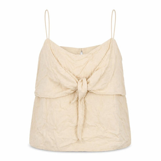 Front view of ASOS women’s beige cotton basic tank, size UK 12, round neck