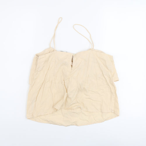 ASOS Womens Beige Cotton Basic Tank Size 12 Round Neck