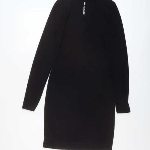 PRETTYLITTLETHING Womens Black Polyester Bodycon Size 8 Crew Neck Pullover