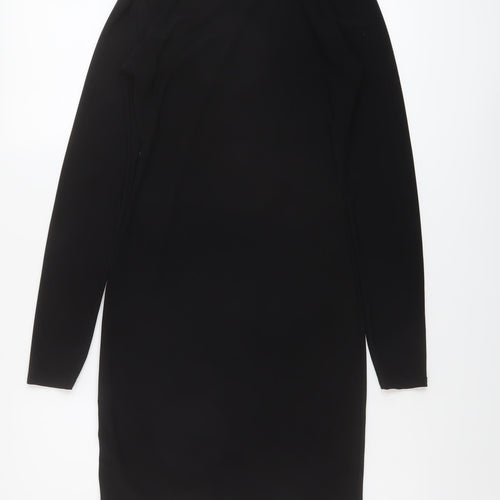 PRETTYLITTLETHING Womens Black Polyester Bodycon Size 8 Crew Neck Pullover