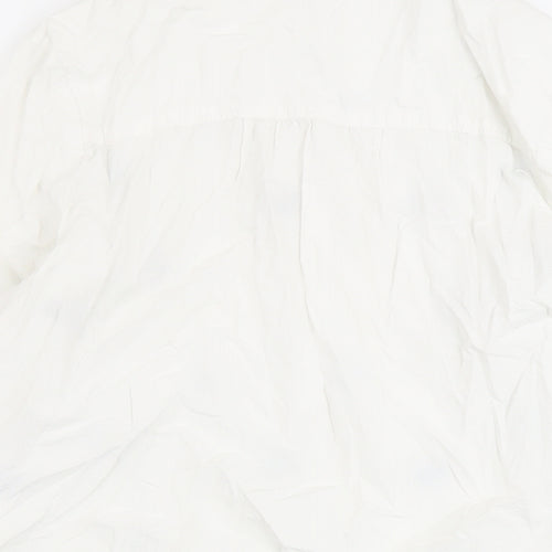 Marks and Spencer Womens White Floral Cotton Basic Button-Up Size 14 Collared