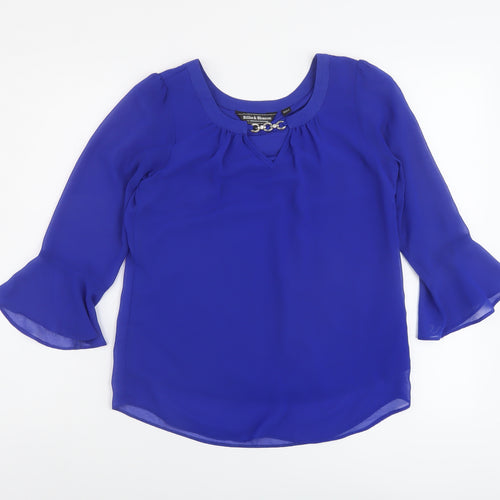 Dorothy Perkins Womens Blue Polyester Basic Blouse Size 6 Round Neck