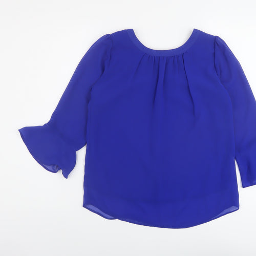 Dorothy Perkins Womens Blue Polyester Basic Blouse Size 6 Round Neck