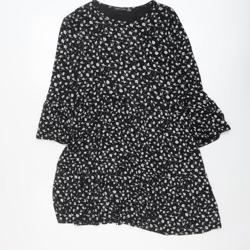 I SAW IT FIRST Womens Black Floral Viscose A-Line Size 12 Round Neck Pullover
