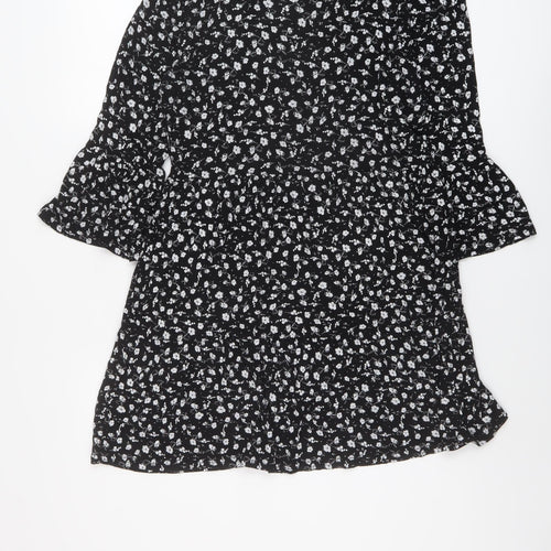 I SAW IT FIRST Womens Black Floral Viscose A-Line Size 12 Round Neck Pullover