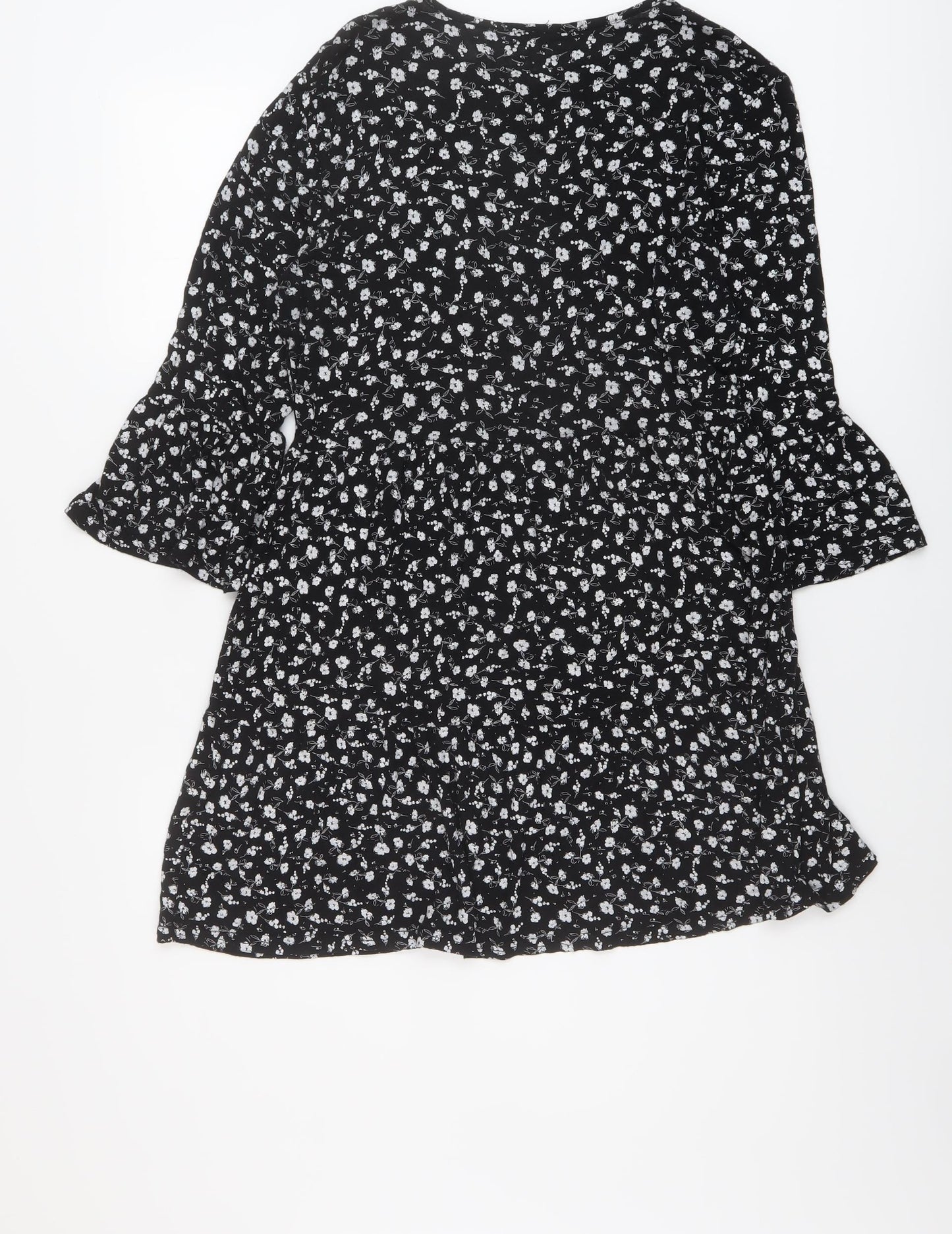 I SAW IT FIRST Womens Black Floral Viscose A-Line Size 12 Round Neck Pullover