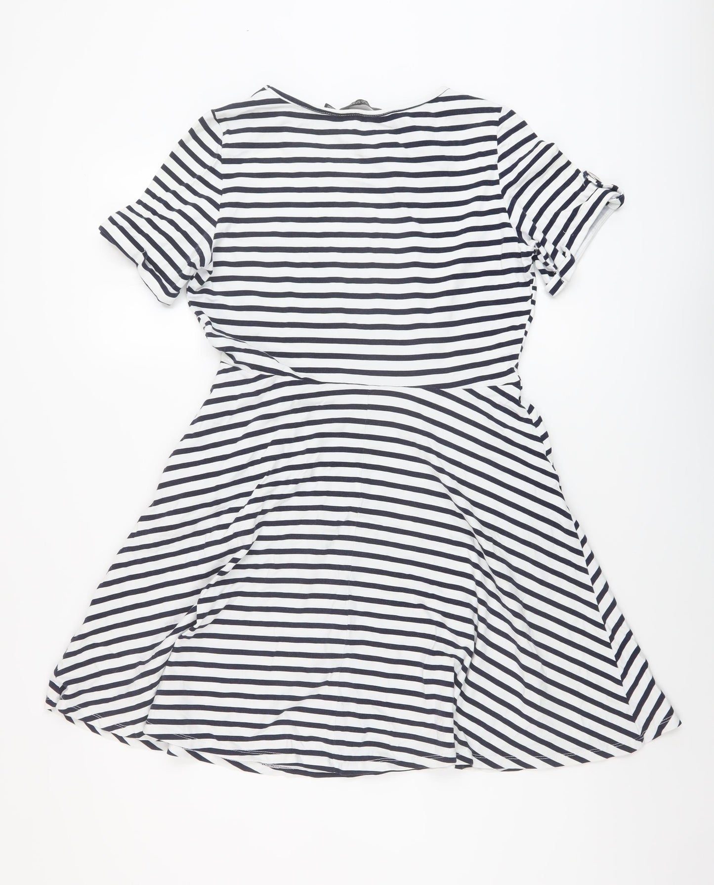 Dorothy Perkins Womens Blue Striped Cotton A-Line Size 12 Round Neck Pullover