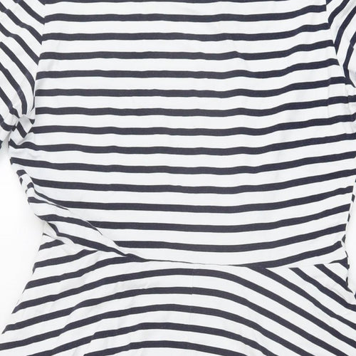 Dorothy Perkins Womens Blue Striped Cotton A-Line Size 12 Round Neck Pullover