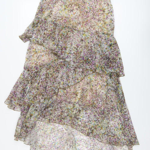 Marks and Spencer Womens Multicoloured Floral Polyester A-Line Skirt Size 10 Zip